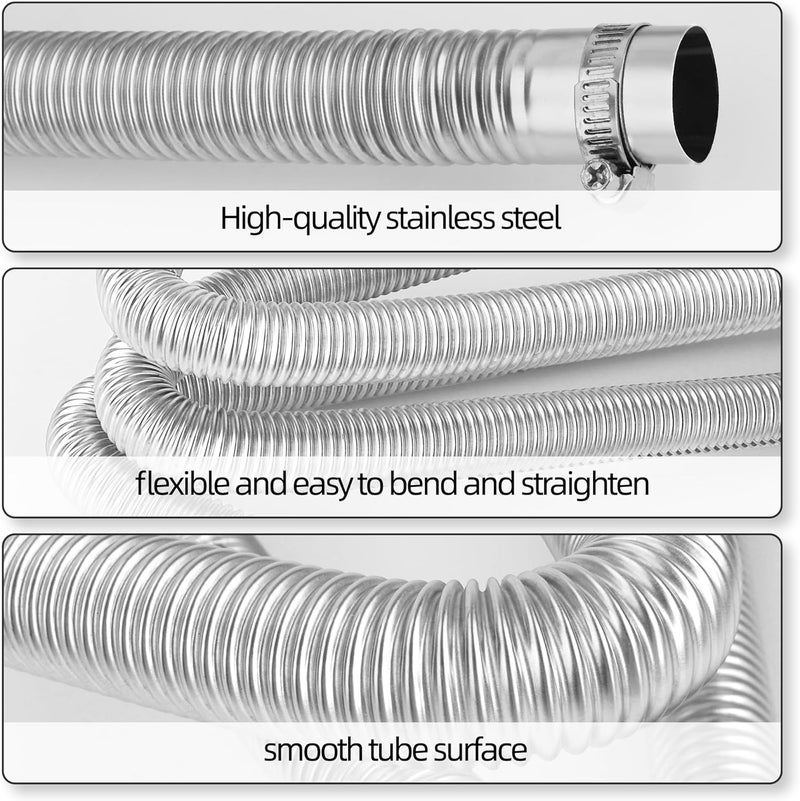 UCandy 1" Stainless Steel Exhaust Hose, Fuel Tank Diesel Gas Vent Hose,78.7" Flexible Exhaust Tubing Diesel Heater Exhaust Pipe, 1" Inner Diameter Air Heater Exhaust Pipe (2M) - Image 4